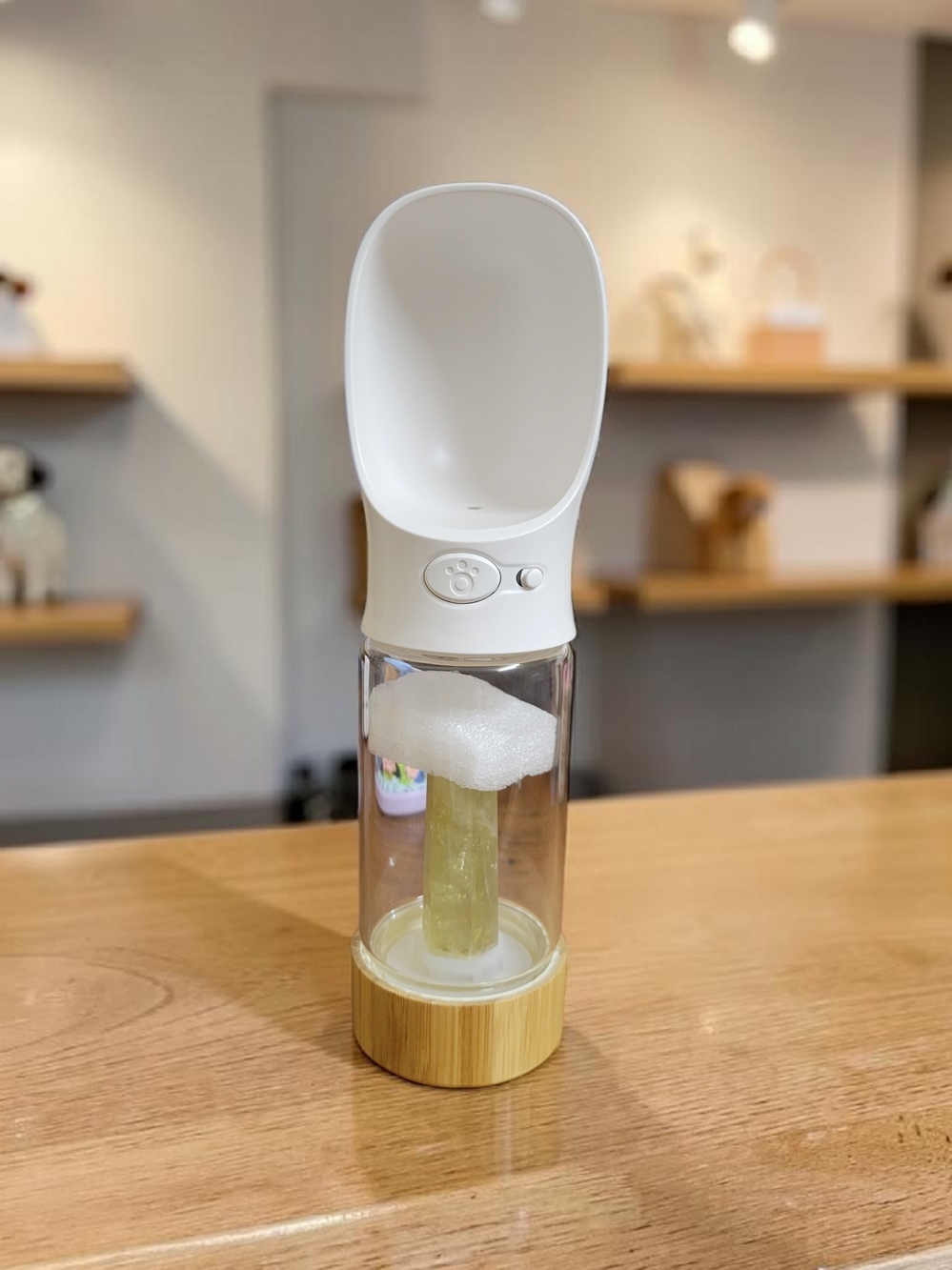 Portable Dog Water Bottle with Natural Citrine Crystal